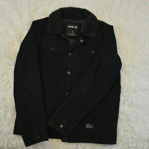 Hurley Men'/Teen Black Corduroy Button Up Jacket With Thermal Wall Lining Size S